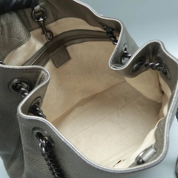 100% Authentic GUCCI Soho Grey Leather Shoulder Bag 533-11424 - Picture 10 of 12